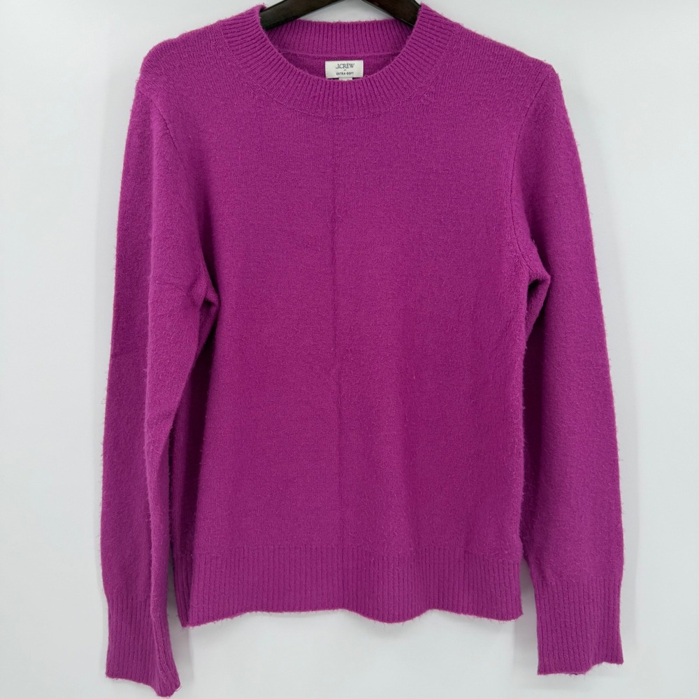 J.Crew Extra-Soft Magenta Purple Crewneck Wool Blend Sweater CN405 Womens Medium